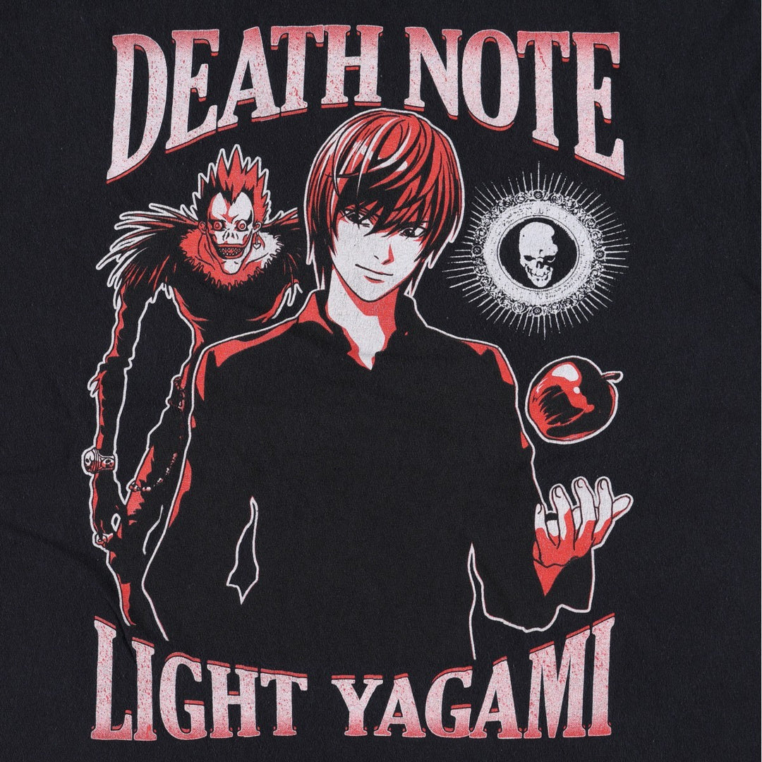 DEATH NOTE Light Yagami Ryuk Skull Pattern Anime Character Print T-Shirt Men's Size L cotton black type Vintage Second Hand