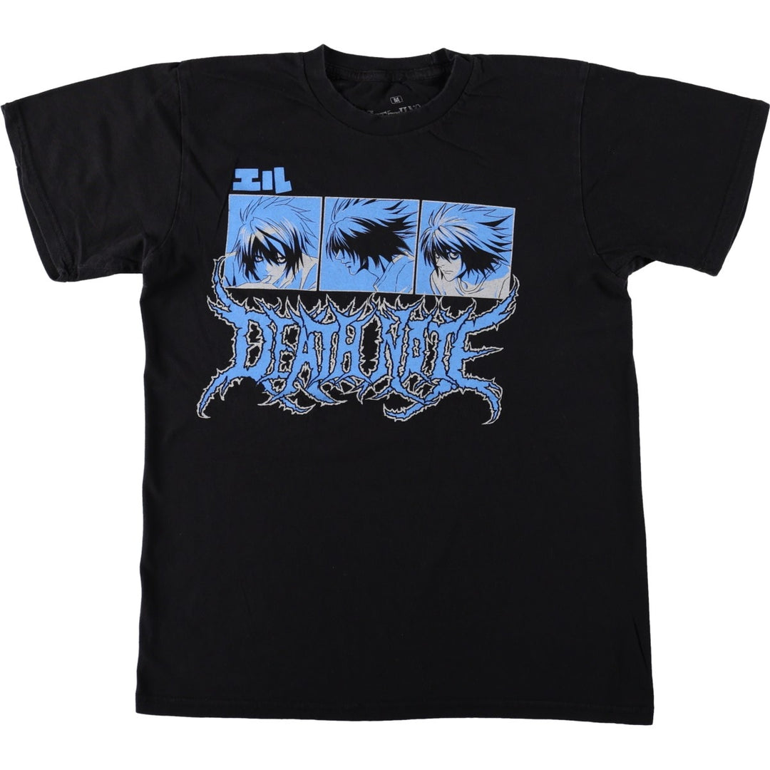 Ripple Junction DEATH NOTE L Anime Character Print T-Shirt (Men's Size M) cotton black type Vintage Second Hand
