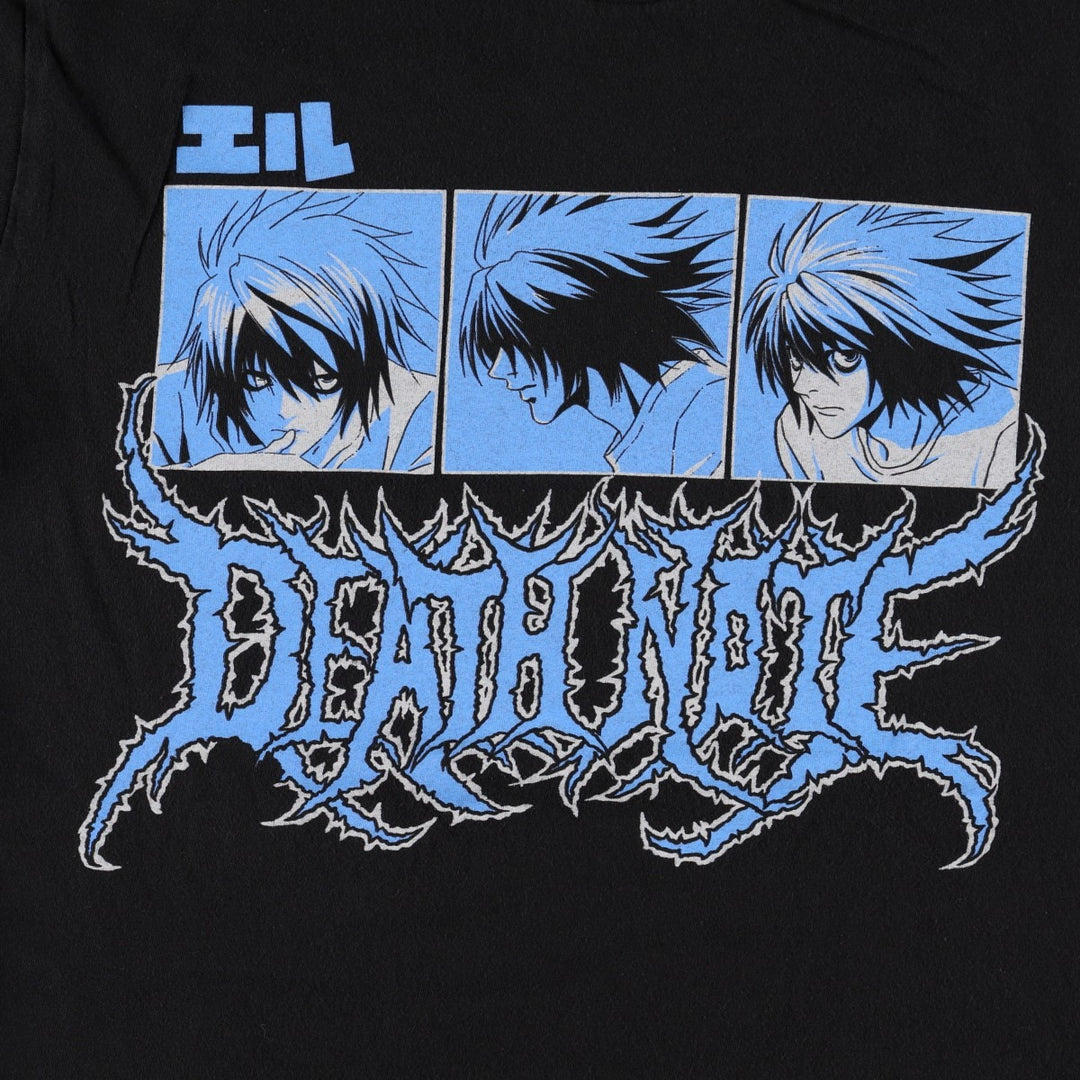 Ripple Junction DEATH NOTE L Anime Character Print T-Shirt (Men's Size M) cotton black type Vintage Second Hand
