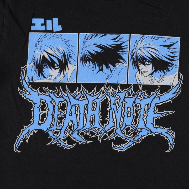 Ripple Junction DEATH NOTE L Anime Character Print T-Shirt (Men's Size M) cotton black type Vintage Second Hand