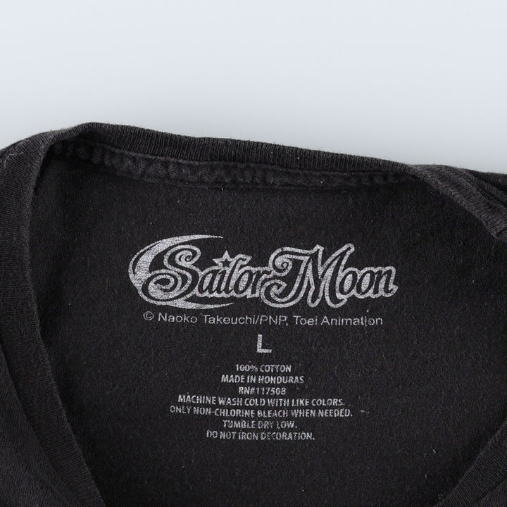 Sailor Moon Anime Character Print T-Shirt (Men's Size L) cotton black type Vintage Second Hand