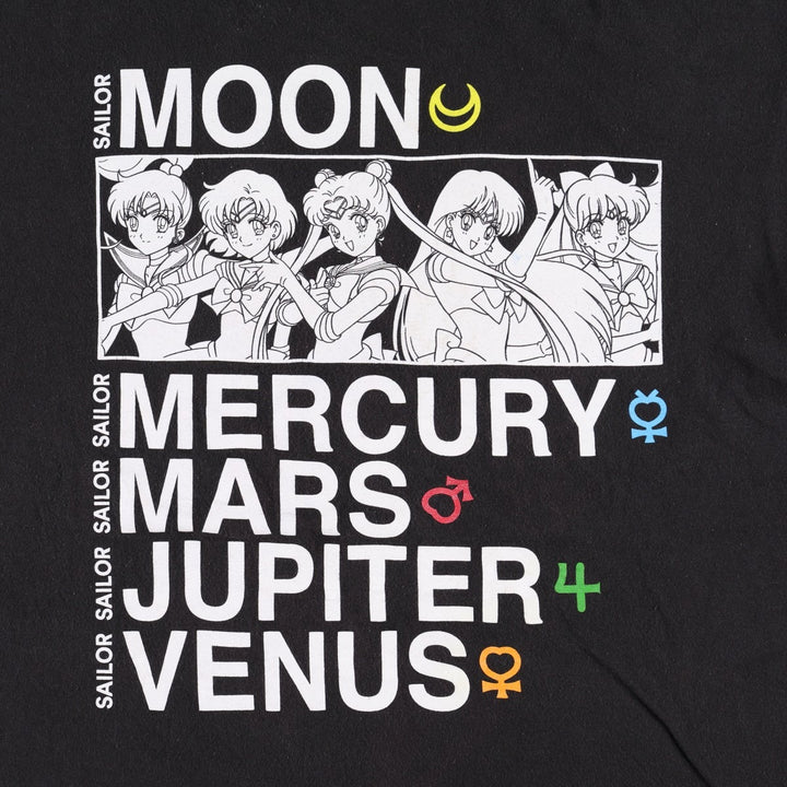 Sailor Moon Anime Character Print T-Shirt (Men's Size L) cotton black type Vintage Second Hand
