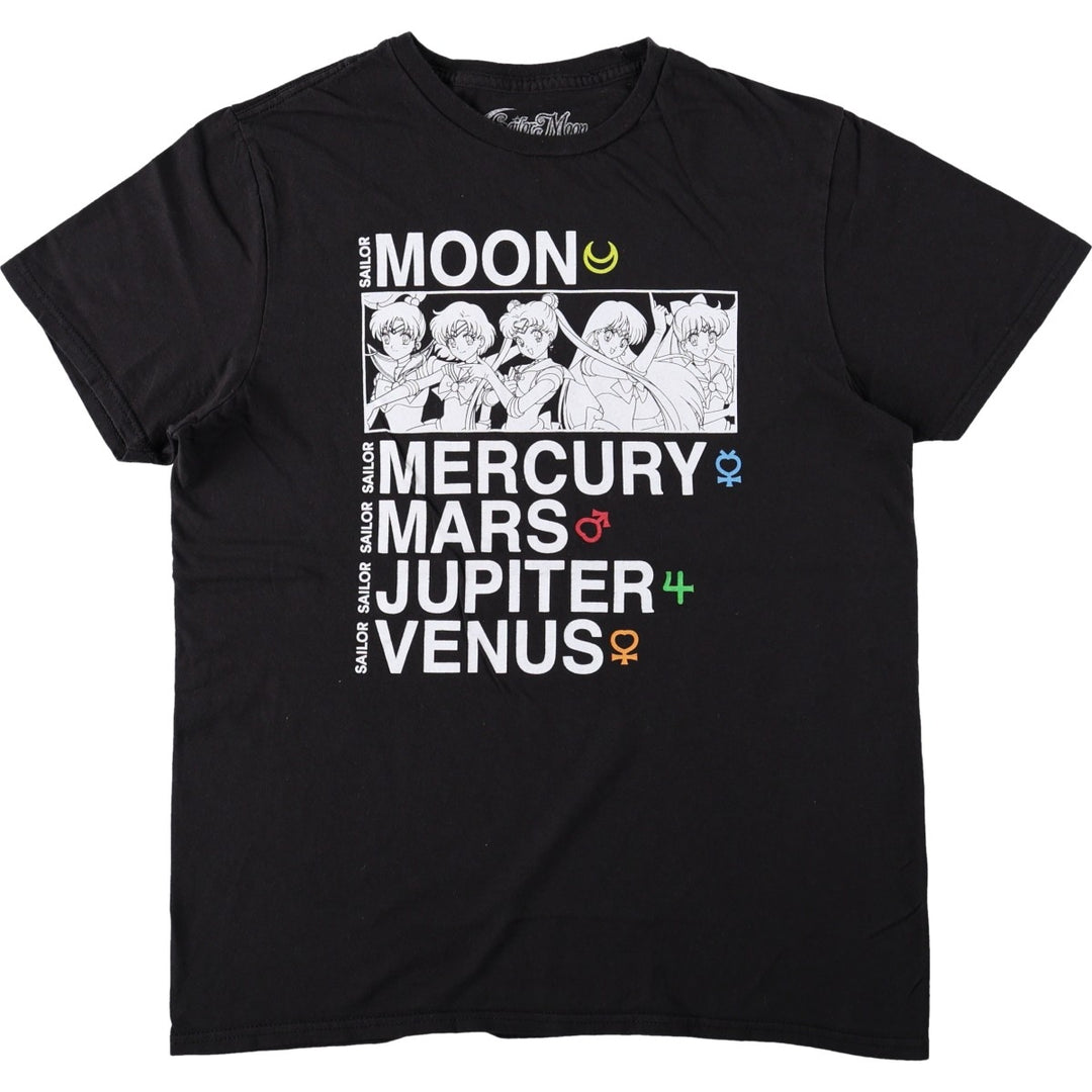 Sailor Moon Anime Character Print T-Shirt (Men's Size M) cotton black type Vintage Second Hand