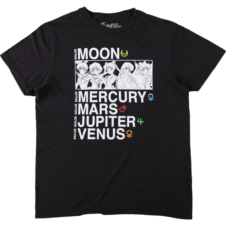 Sailor Moon Anime Character Print T-Shirt (Men's Size M) cotton black type Vintage Second Hand
