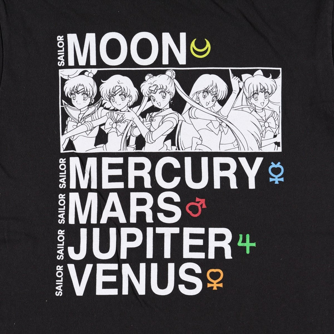 Sailor Moon Anime Character Print T-Shirt (Men's Size M) cotton black type Vintage Second Hand