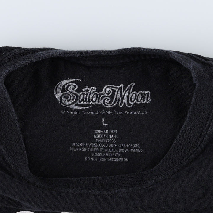 Sailor Moon Anime Character Print T-Shirt (Men's Size L) cotton black type Vintage Second Hand
