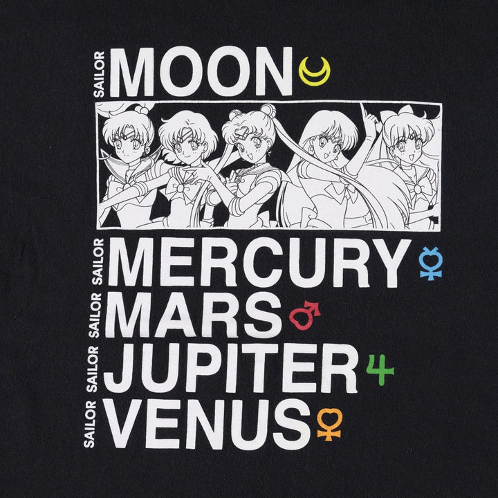 Sailor Moon Anime Character Print T-Shirt (Men's Size L) cotton black type Vintage Second Hand
