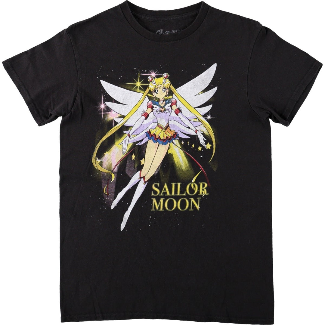 SAILOR MOON Pretty Guardian Sailor Moon Anime Character Print T-Shirt Women's Size S cotton black type Vintage Second Hand
