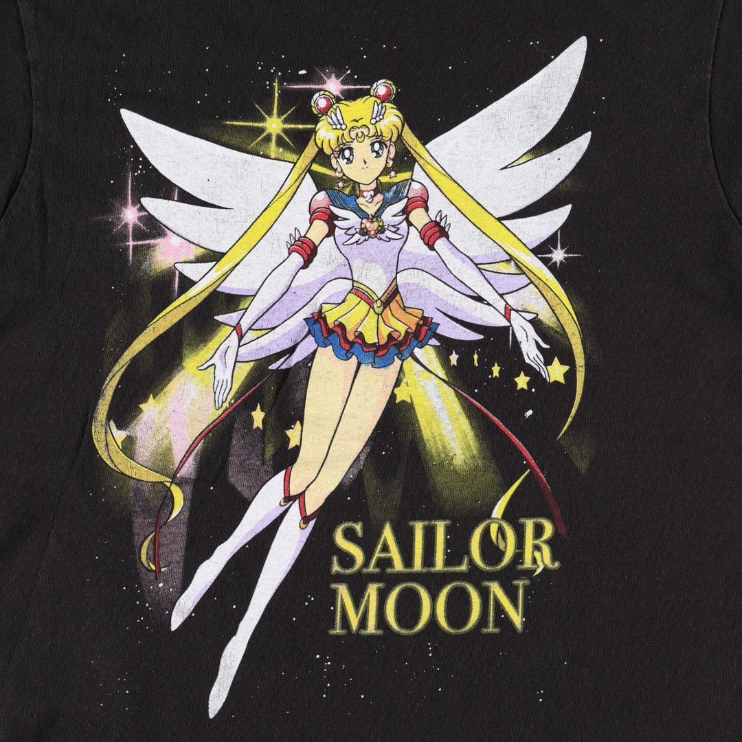 SAILOR MOON Pretty Guardian Sailor Moon Anime Character Print T-Shirt Women's Size S cotton black type Vintage Second Hand