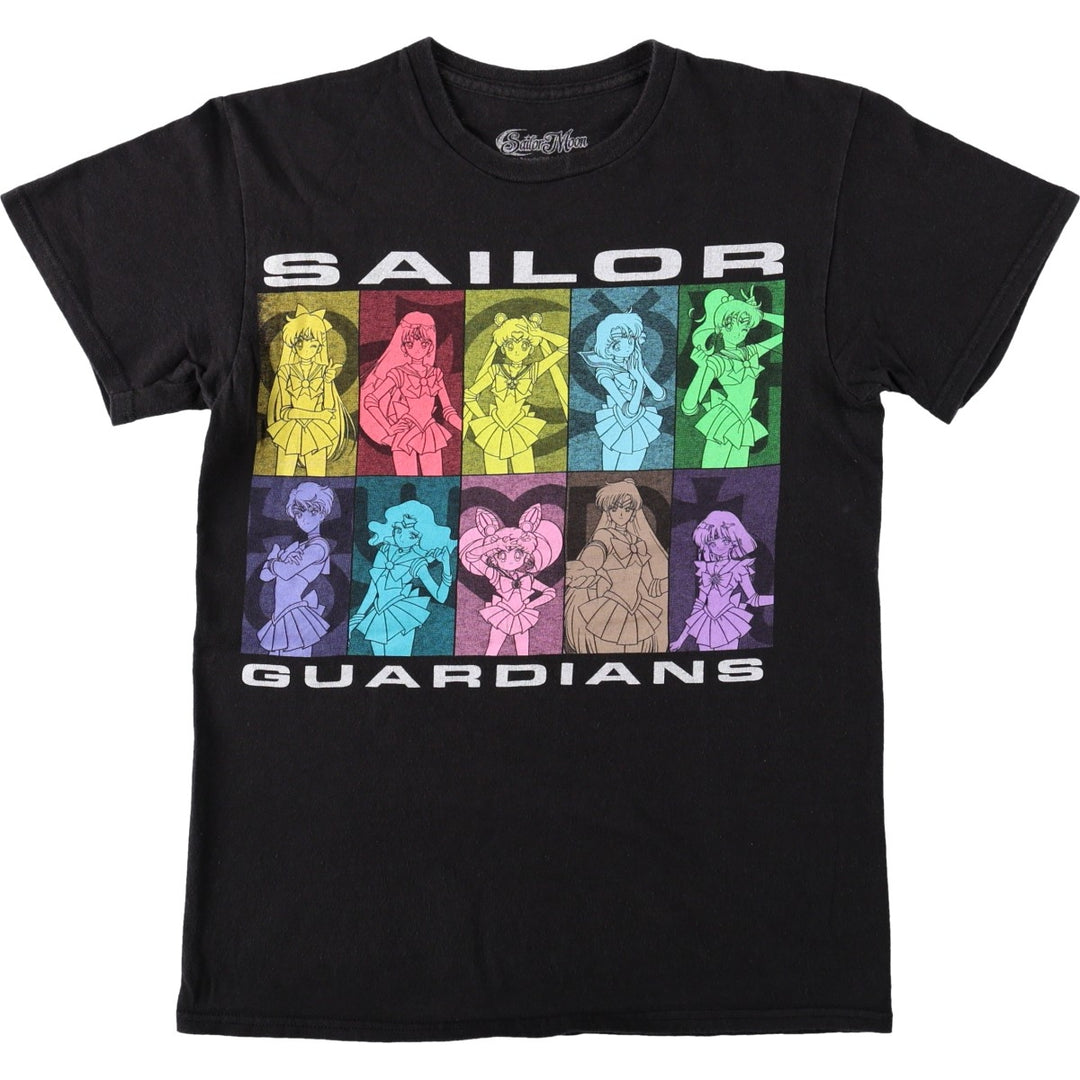 SAILOR MOON Pretty Guardian Sailor Moon Anime Character Print T-Shirt Women's Size S cotton black type Vintage Second Hand