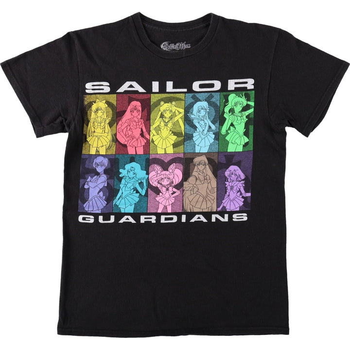 SAILOR MOON Pretty Guardian Sailor Moon Anime Character Print T-Shirt Women's Size S cotton black type Vintage Second Hand