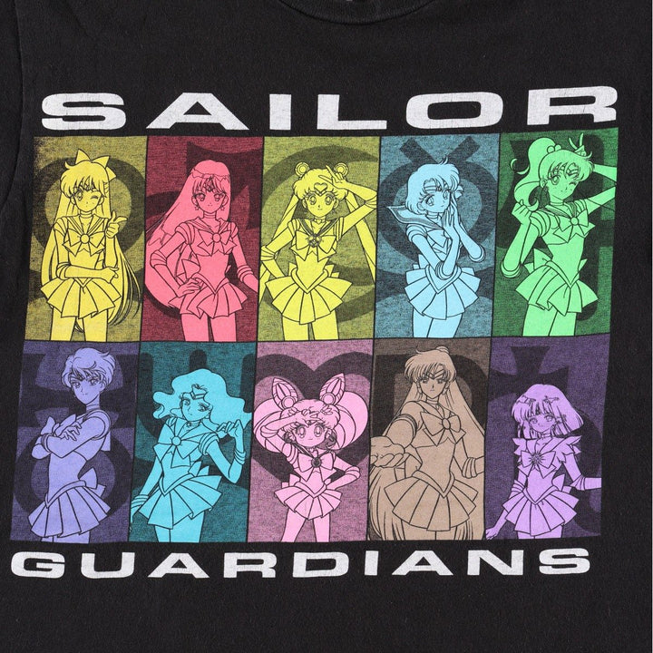 SAILOR MOON Pretty Guardian Sailor Moon Anime Character Print T-Shirt Women's Size S cotton black type Vintage Second Hand