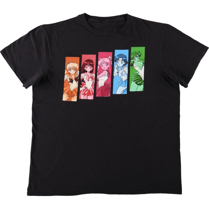 Sailor Moon Anime Character Print T-Shirt (Men's Size M) unclear black type Vintage Second Hand