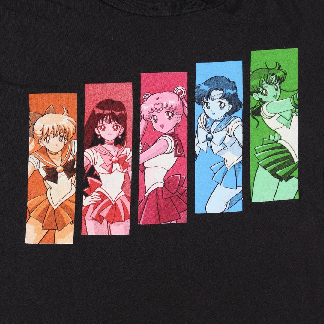 Sailor Moon Anime Character Print T-Shirt (Men's Size M) unclear black type Vintage Second Hand