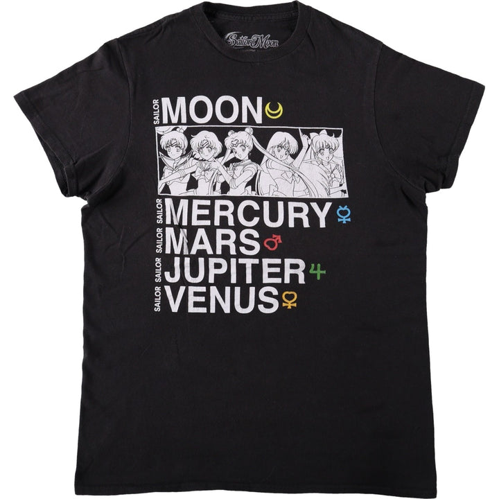 SAILOR MOON Pretty Guardian Sailor Moon Anime Character Print T-Shirt Women's Size S cotton black type Vintage Second Hand