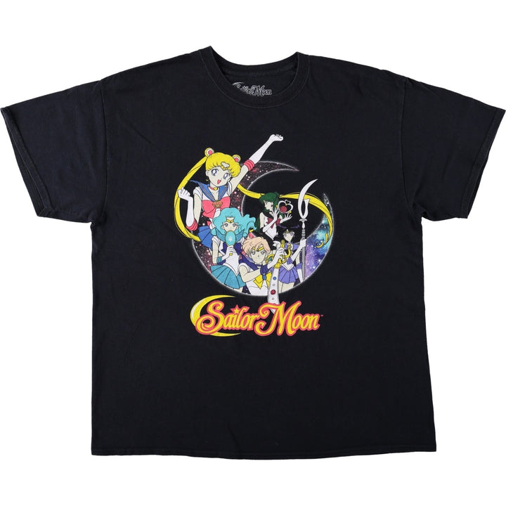 Sailor Moon Anime Character Print T-Shirt (Men's XL equivalent) cotton black type Vintage Second Hand
