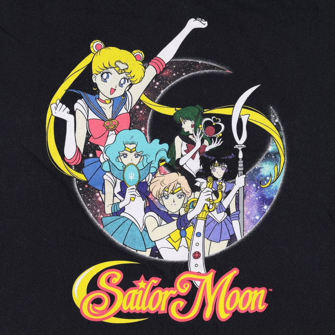 Sailor Moon Anime Character Print T-Shirt (Men's XL equivalent) cotton black type Vintage Second Hand