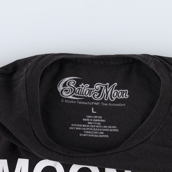 Sailor Moon Anime Character Print T-Shirt (Men's Size L) cotton black type Vintage Second Hand