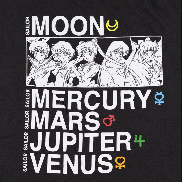 Sailor Moon Anime Character Print T-Shirt (Men's Size L) cotton black type Vintage Second Hand