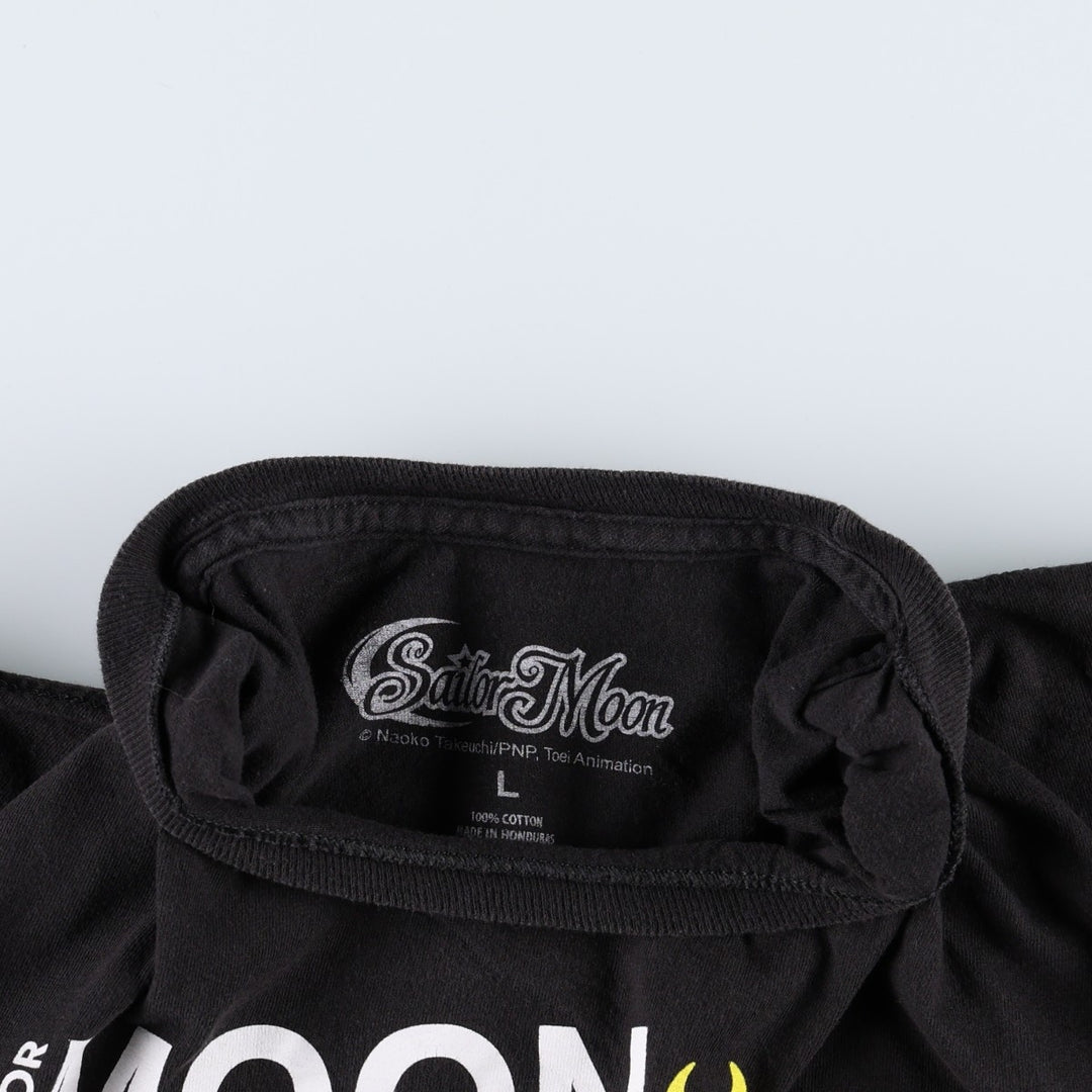 Sailor Moon Anime Character Print T-Shirt (Men's Size L) cotton black type Vintage Second Hand