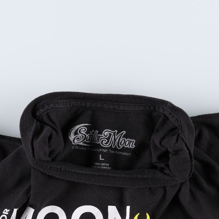 Sailor Moon Anime Character Print T-Shirt (Men's Size L) cotton black type Vintage Second Hand