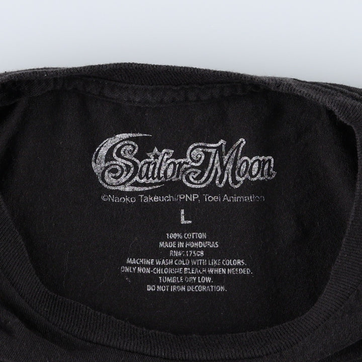 Sailor Moon Anime Character Print T-Shirt (Men's Size L) cotton black type Vintage Second Hand