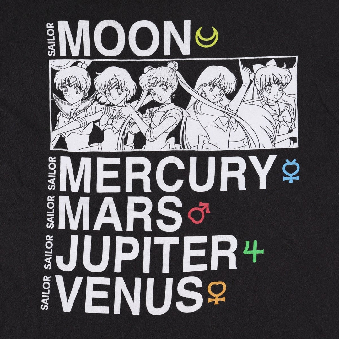 Sailor Moon Anime Character Print T-Shirt (Men's Size L) cotton black type Vintage Second Hand
