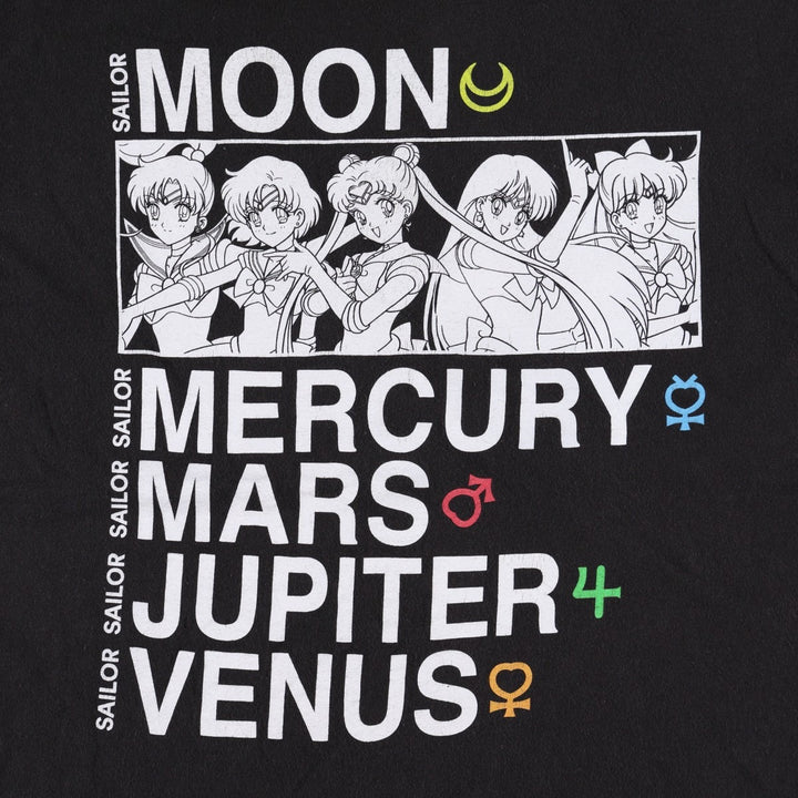 Sailor Moon Anime Character Print T-Shirt (Men's Size L) cotton black type Vintage Second Hand