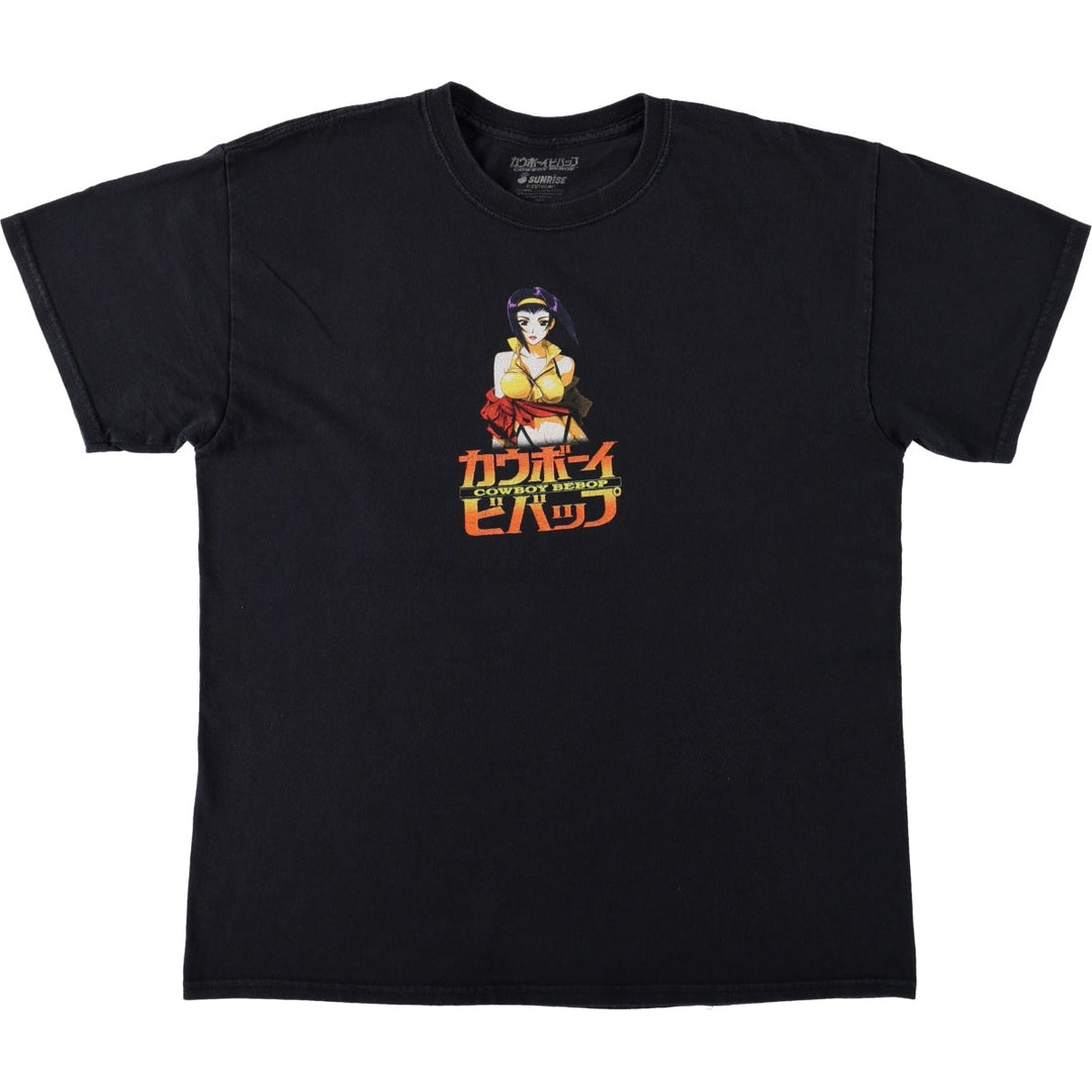 COWBOY BEBOP Fay Valentine Anime Character Print T-Shirt (Men's Size L) cotton black type Vintage Second Hand