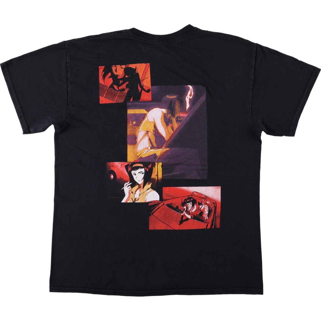 COWBOY BEBOP Fay Valentine Anime Character Print T-Shirt (Men's Size L) cotton black type Vintage Second Hand