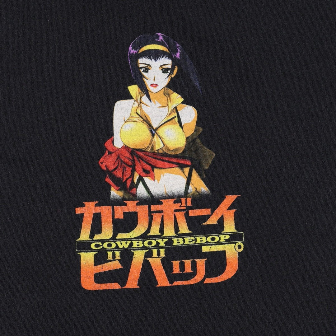 COWBOY BEBOP Fay Valentine Anime Character Print T-Shirt (Men's Size L) cotton black type Vintage Second Hand