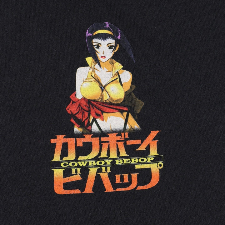 COWBOY BEBOP Fay Valentine Anime Character Print T-Shirt (Men's Size L) cotton black type Vintage Second Hand