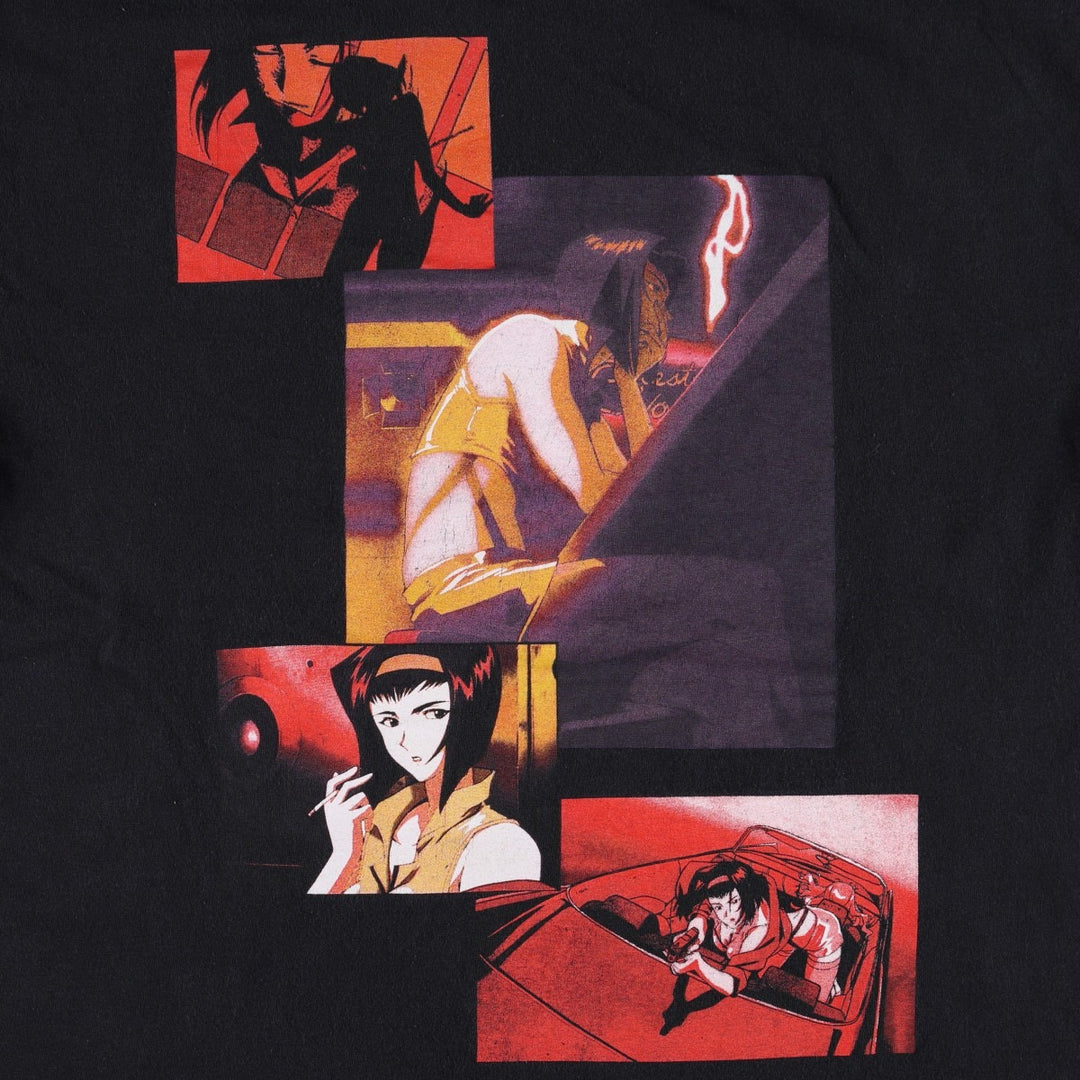 COWBOY BEBOP Fay Valentine Anime Character Print T-Shirt (Men's Size L) cotton black type Vintage Second Hand