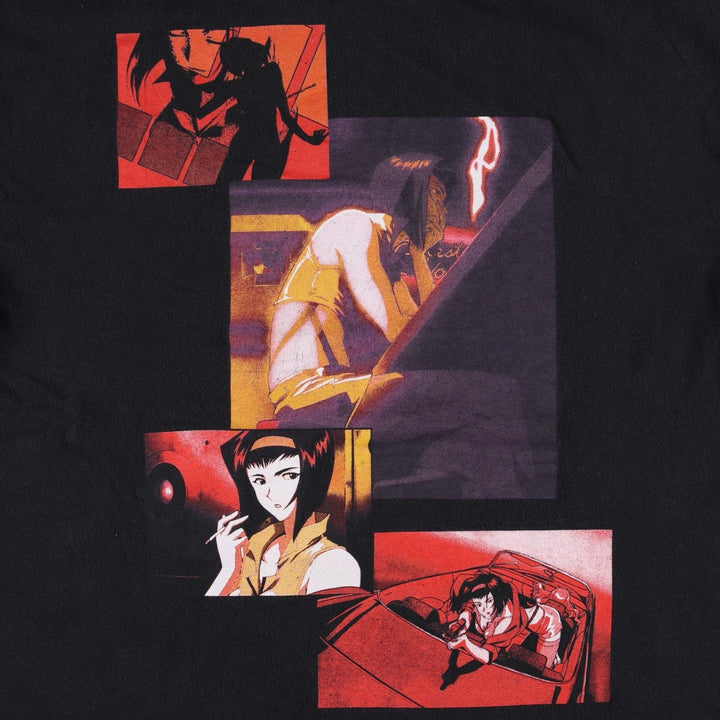 COWBOY BEBOP Fay Valentine Anime Character Print T-Shirt (Men's Size L) cotton black type Vintage Second Hand