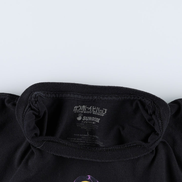 COWBOY BEBOP Fay Valentine Anime Character Print T-Shirt (Men's Size L) cotton black type Vintage Second Hand