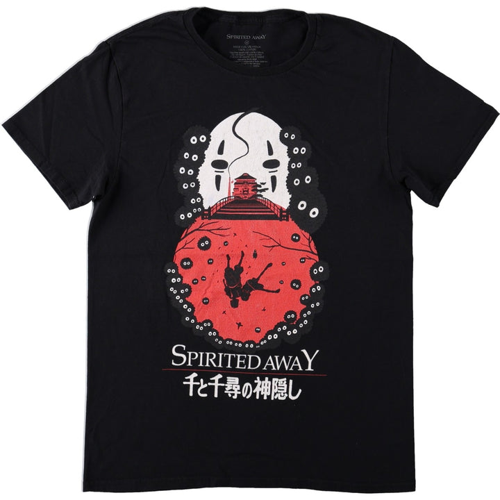 SPIRITED AWAY Spirited Away Character Print T-Shirt Men's M size cotton black type Vintage Second Hand