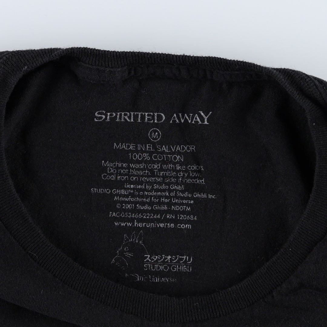 SPIRITED AWAY Spirited Away Character Print T-Shirt Men's M size cotton black type Vintage Second Hand