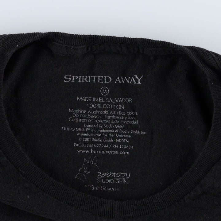 SPIRITED AWAY Spirited Away Character Print T-Shirt Men's M size cotton black type Vintage Second Hand