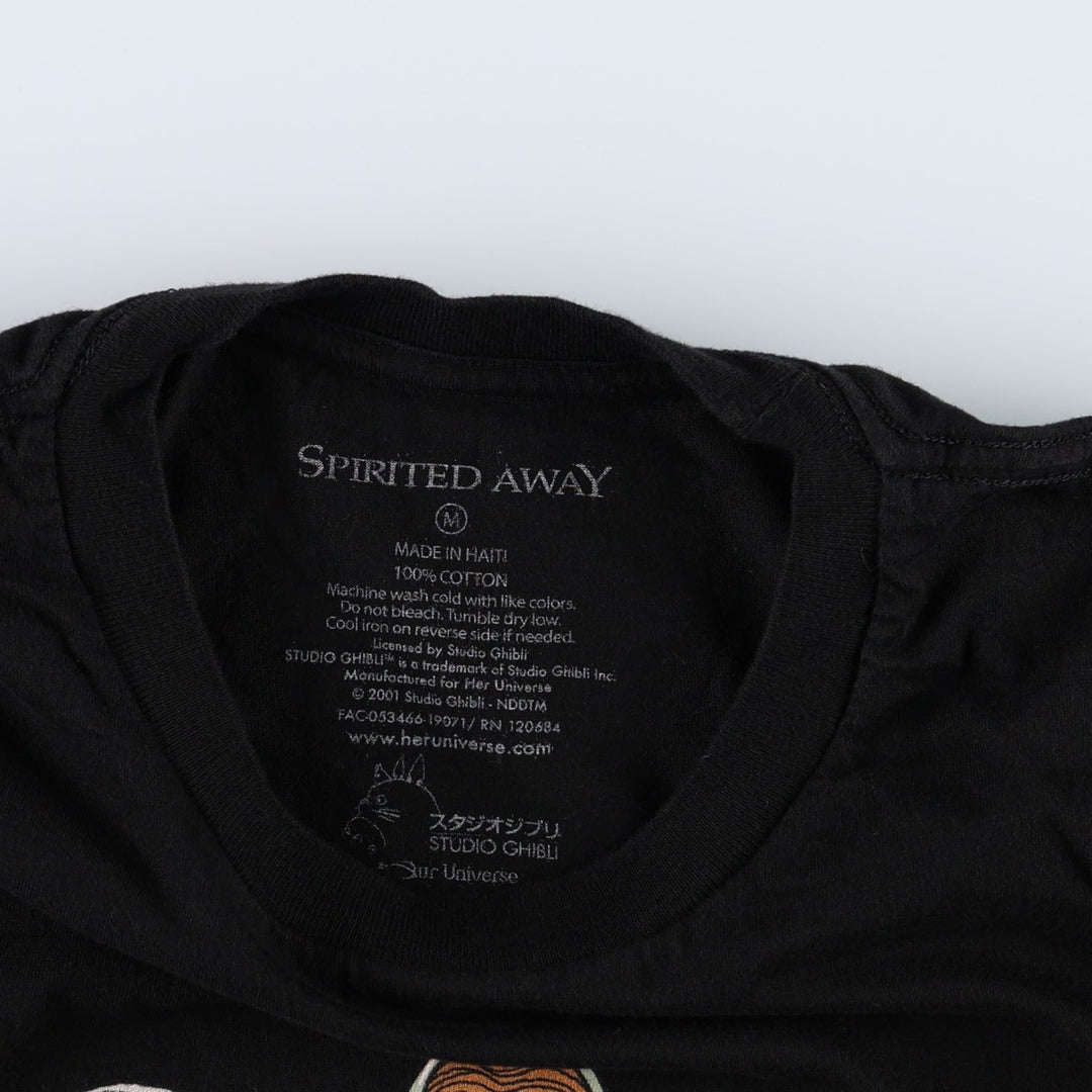SPIRITED AWAY Spirited Away Character Print T-Shirt Men's M size cotton black type Vintage Second Hand