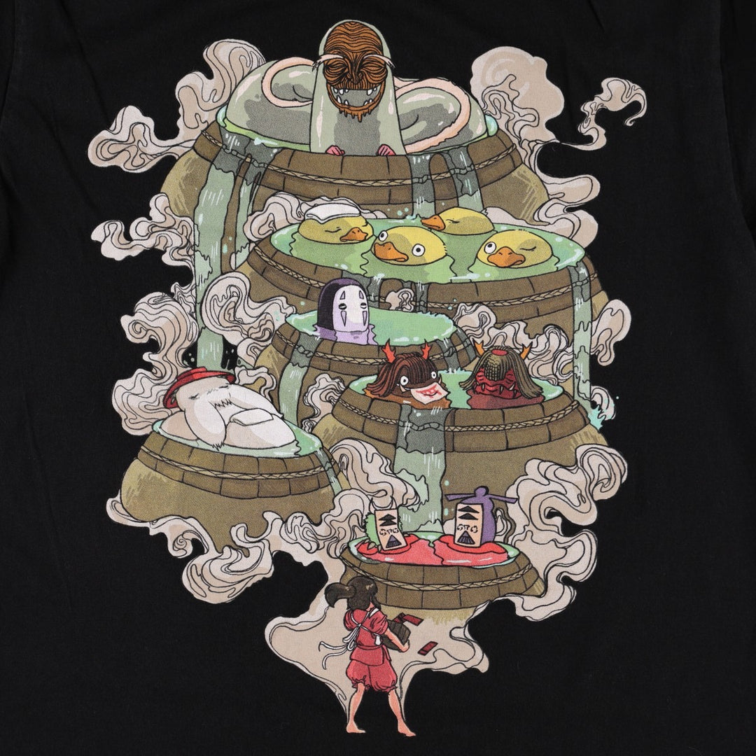 SPIRITED AWAY Spirited Away Character Print T-Shirt Men's M size cotton black type Vintage Second Hand