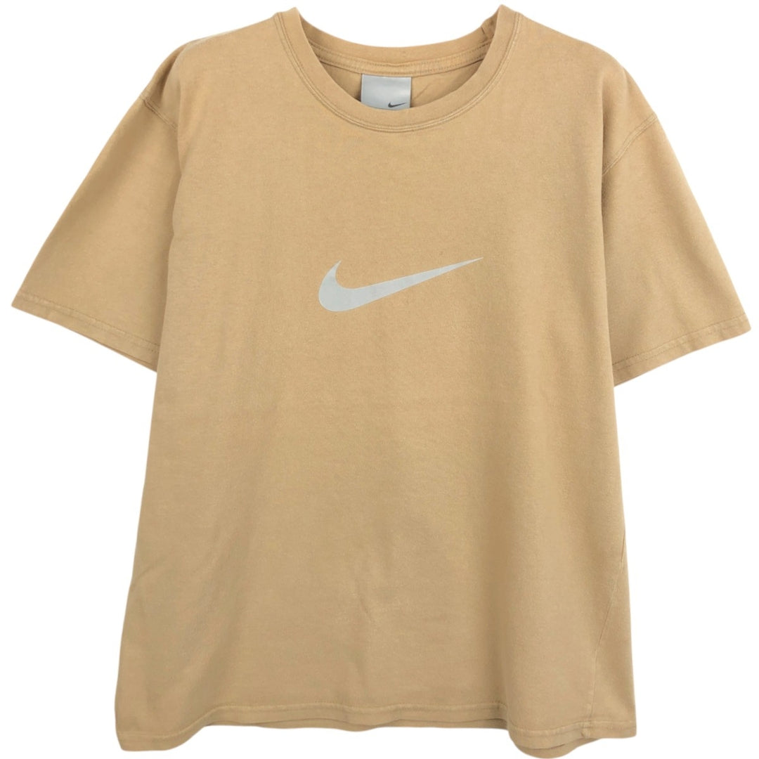 00'S Nike logo print T-shirt, men's size M cotton Beige type Vintage Second Hand