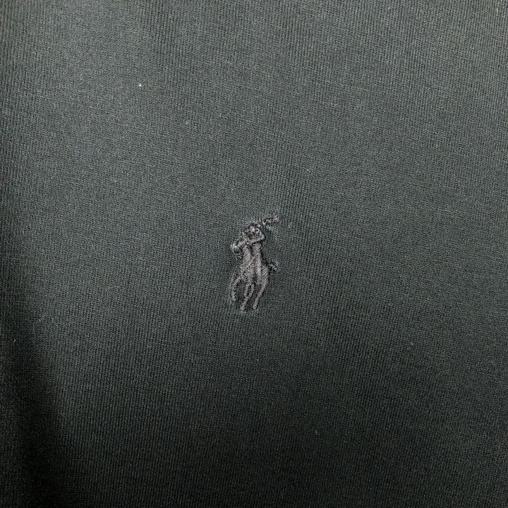 Ralph Lauren POLO SPORT Henley neck short-sleeved T-shirt with a single logo, men's size L (approx.) Pima Cotton black type Vintage Second Hand