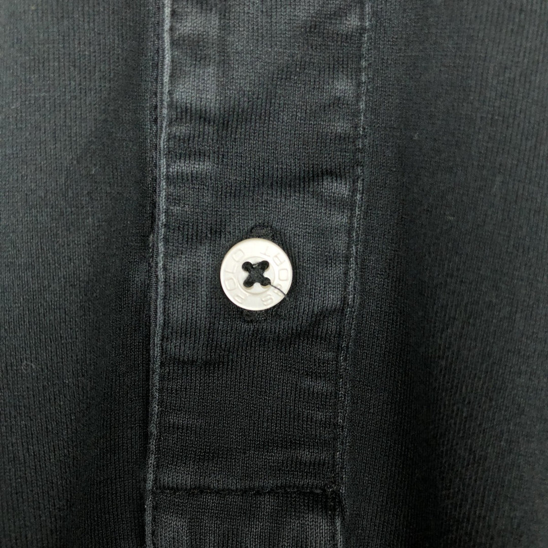 Ralph Lauren POLO SPORT Henley neck short-sleeved T-shirt with a single logo, men's size L (approx.) Pima Cotton black type Vintage Second Hand