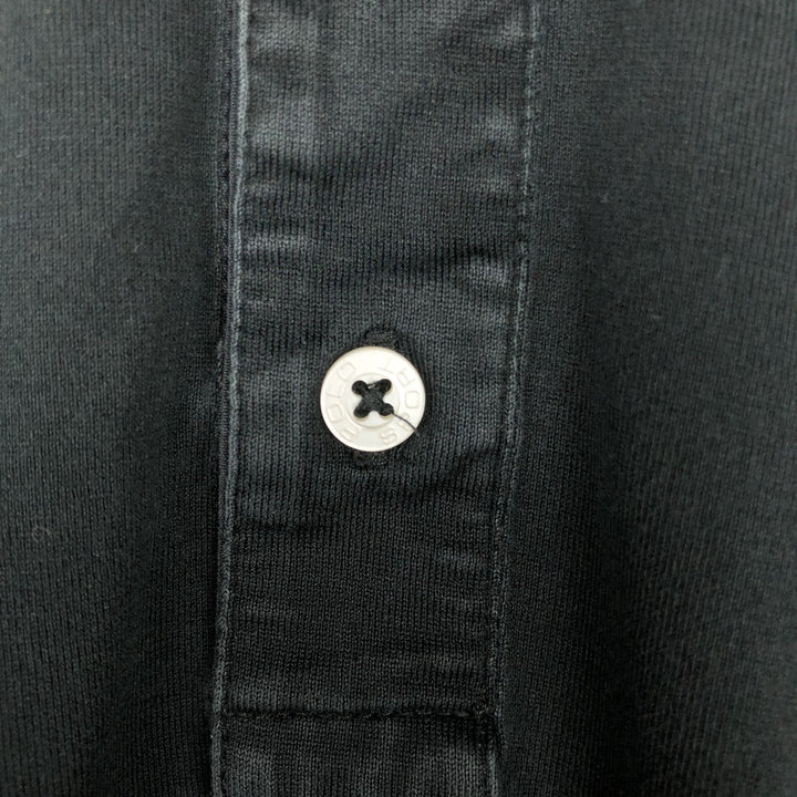 Ralph Lauren POLO SPORT Henley neck short-sleeved T-shirt with a single logo, men's size L (approx.) Pima Cotton black type Vintage Second Hand