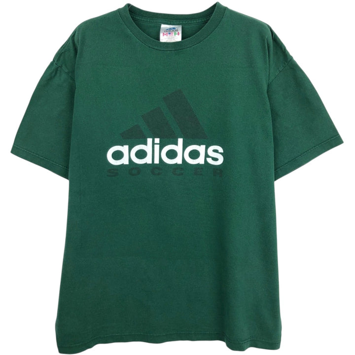 90s-00'S Adidas logo print T-shirt, made in USA, men's size S (approx.) cotton green type Vintage Second Hand