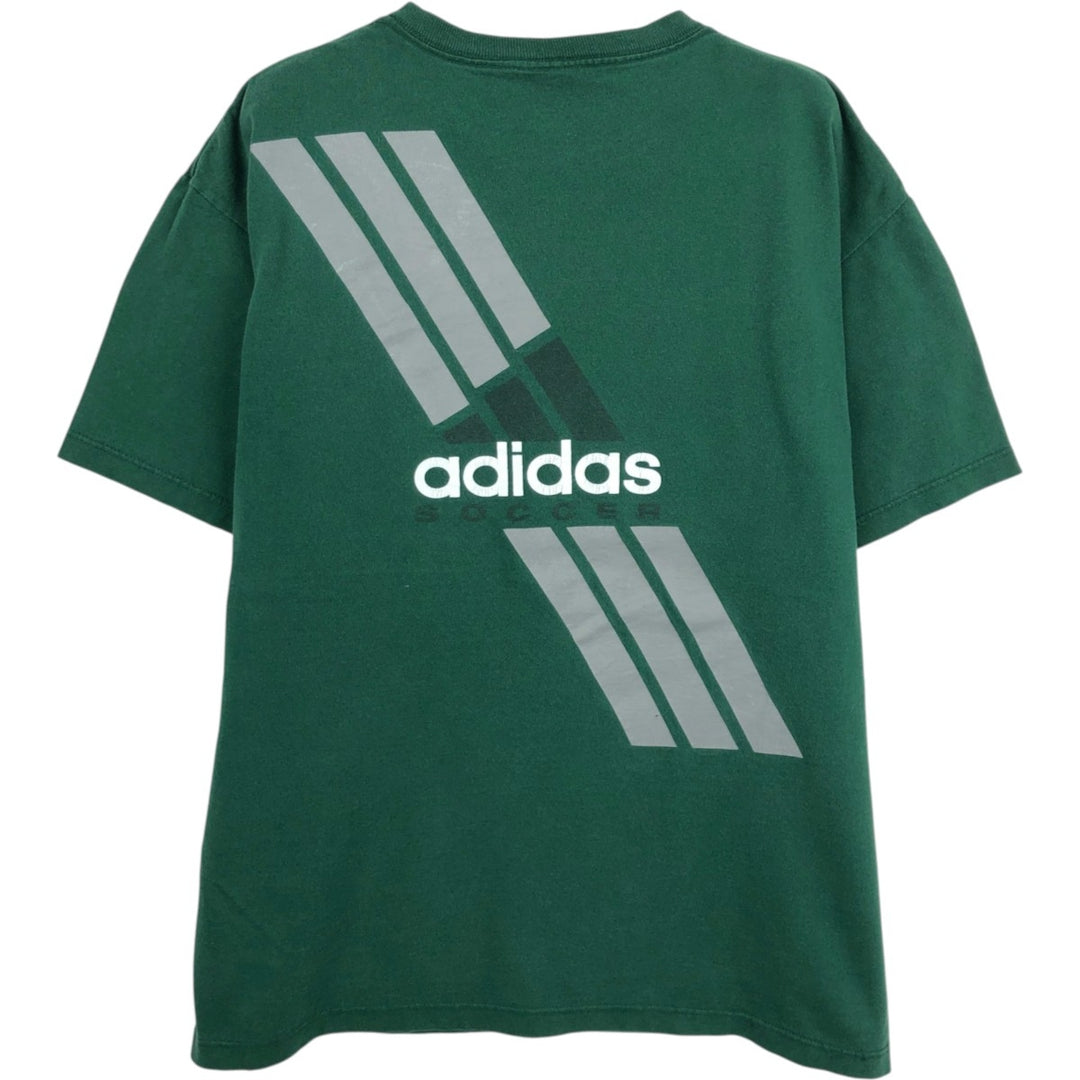90s-00'S Adidas logo print T-shirt, made in USA, men's size S (approx.) cotton green type Vintage Second Hand
