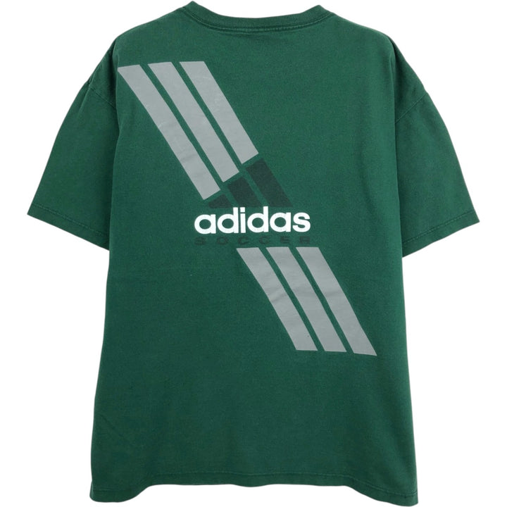90s-00'S Adidas logo print T-shirt, made in USA, men's size S (approx.) cotton green type Vintage Second Hand