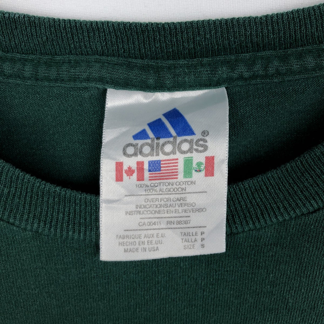 90s-00'S Adidas logo print T-shirt, made in USA, men's size S (approx.) cotton green type Vintage Second Hand