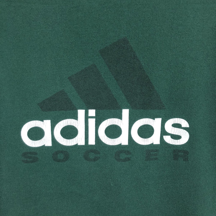 90s-00'S Adidas logo print T-shirt, made in USA, men's size S (approx.) cotton green type Vintage Second Hand