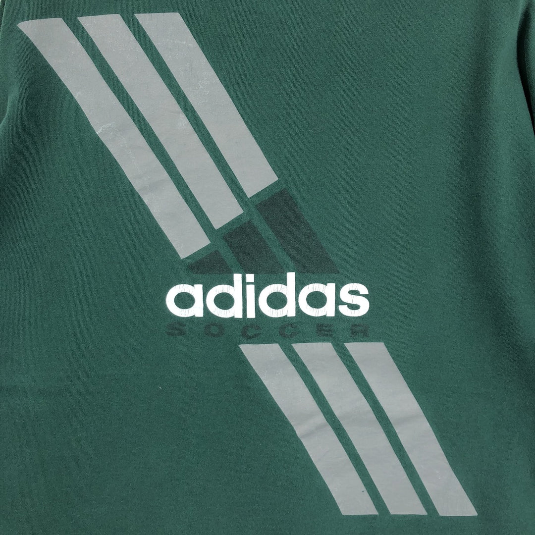 90s-00'S Adidas logo print T-shirt, made in USA, men's size S (approx.) cotton green type Vintage Second Hand